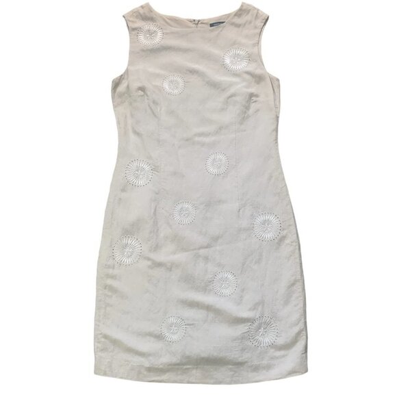 Premise Linen Blend Sleeveless Dress Embroidered Sz 12 #139A - Picture 6 of 9